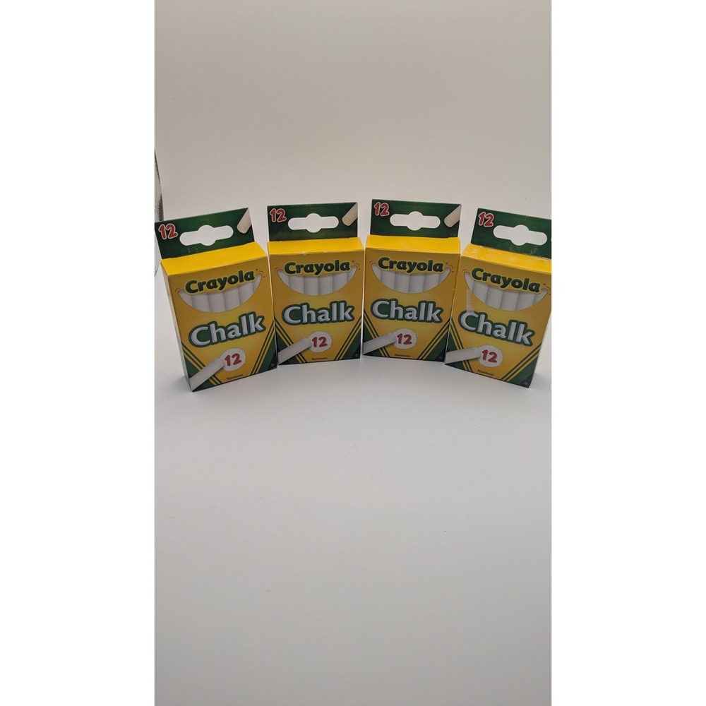 Crayola White Chalk Sticks 12 Count per Box 4 Pack Bulk Non-Toxic 51-0320